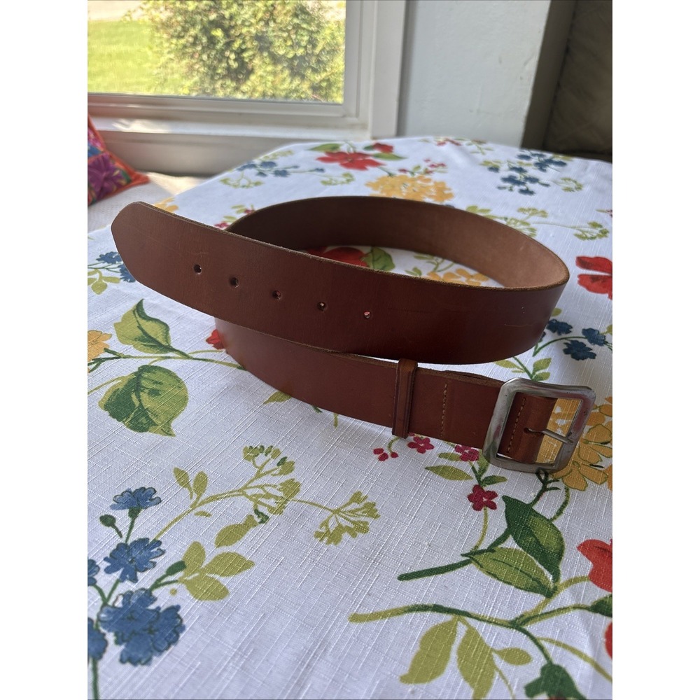 Vintage New George Lawrence Brown Leather Belt England Buckle Size 38